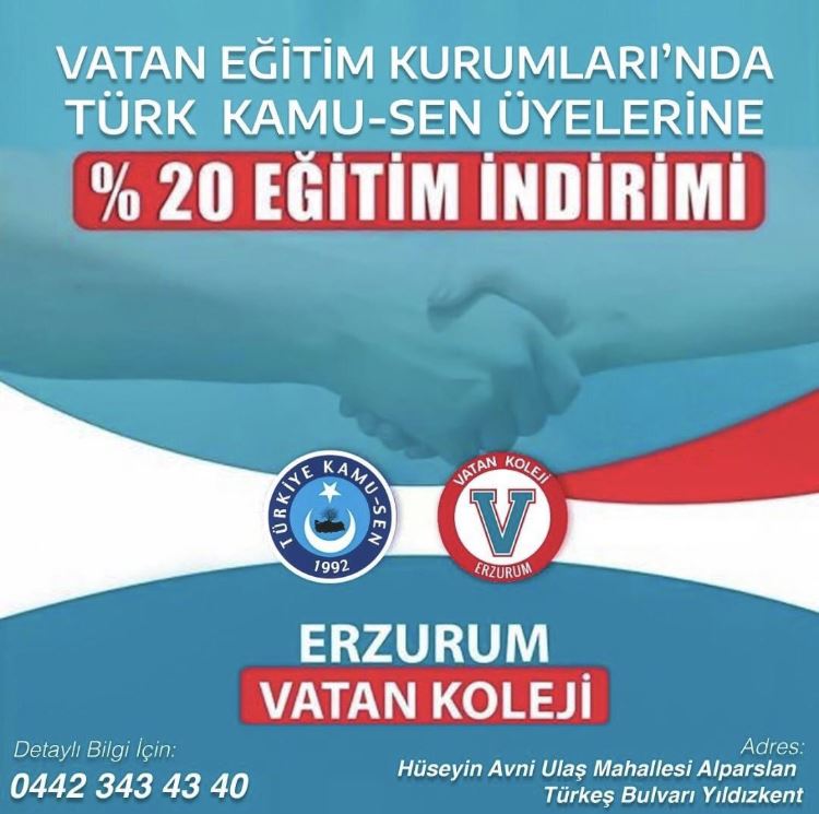 VATAN EĞİTİM KURUMLARINDAN TÜRK KAMU SEN ÜYELERİNE İNDİRİM  